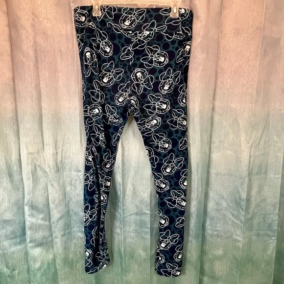 Disney LuLaRoe Minnie Mouse Leggings Women's Tall & Curvy Stretch Navy Blue/Teal - Picture 2 of 8